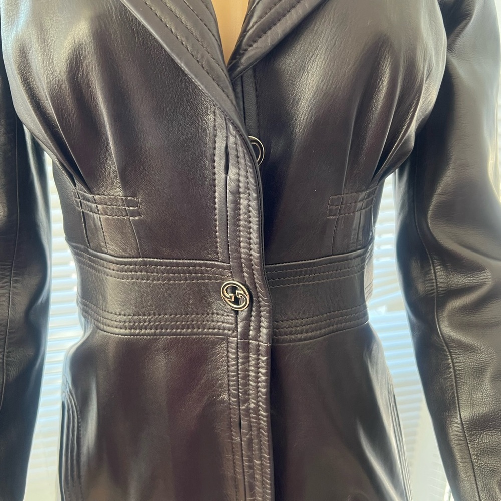 Gucci Black Leather Coat Dress - Picture 2 of 6